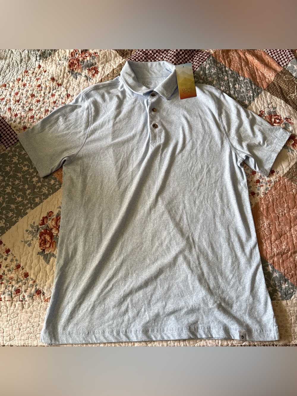 Ocean & coast Men's Light Blue Polo Shirt size small